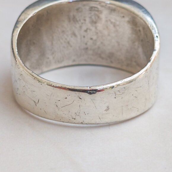 Sterling Coral Inlay Wide Band — Size 11 - Picture 7 of 14